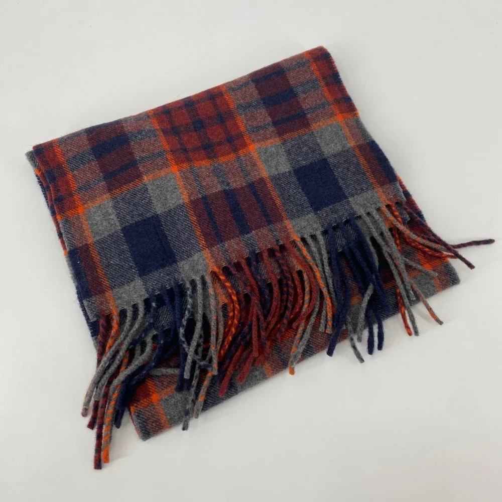Pendleton Plaid Scarf OS Multicolor Wool Fringe Soft Warm